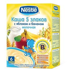 Nestle 5 злаков с яблоком и бананом, 250 г