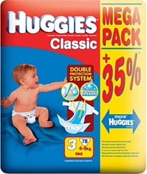 Huggies CLASSIC 3 (4-9 кг) 78 шт