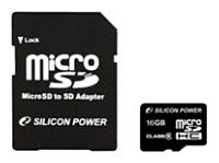 Silicon Power micro SDHC Card 16GB Class 4 + SD adapter