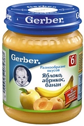 Gerber Яблоко, абрикос, банан, 130 г