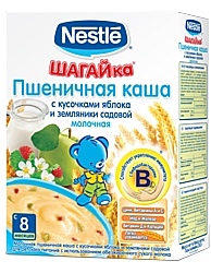 Nestle Шагайка Пшеничная с кусочками яблока и земляники садовой, 250 г