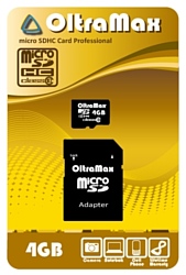 OltraMax microSDHC Class 10 4GB + SD adapter