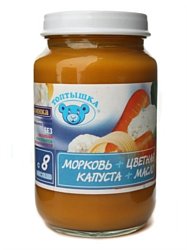 Топтышка Морковь + цветная капуста + масло, 190 г