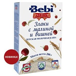 Bebi Premium Пшеница, рис с малиной и вишней, 200 г