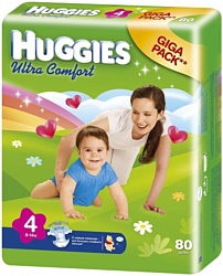 HUGGIES Ultra Comfort 4 (8-14 кг) Giga Pack 80 шт