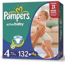 Pampers Active Baby 4 Maxi (7-18 кг) Mega Pack 132 шт
