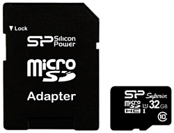 Silicon Power Superior microSDHC 32GB UHS Class 1 Class 10 + SD adapter