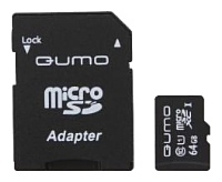 Qumo microSDXC Class 10 UHS Class 1 64GB + SD adapter