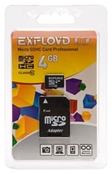 Exployd microSDHC (Class 10) 4GB + адаптер [EX004GCSDHC10]
