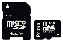 Prima microSDHC Class 4 8GB + SD adapter