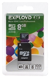 Exployd microSDHC (Class 4) 8GB + адаптер [EX008GCSDHC4]