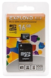 Exployd microSDHC (Class 10) 16GB + адаптер [EX016GCSDHC10]