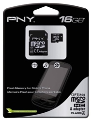 PNY Optima microSDHC Class 4 16GB + SD adapter