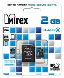 Mirex microSD Class 4 2GB + SD adapter