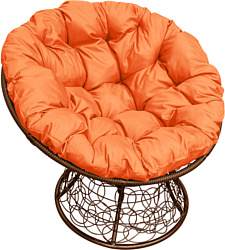 M-Group Папасан пружинка 12050207 (коричневый ротанг/оранжевая подушка)