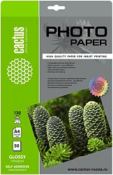 Фотобумага CACTUS Глянцевая A4 130 г/м2 50 л