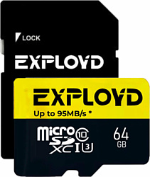 Exployd Premium Series microSDXC 64GB EX064GCSDXC10UHS-1-ELU3 (с адаптером)