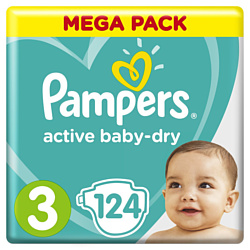 Pampers Active Baby-Dry 3 Midi (6-10 кг) 124 шт