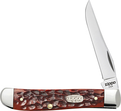 Zippo Chestnut Bone Standard Jigged Mini Trapper + Zippo 207