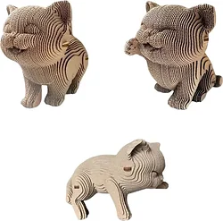 Сборная модель QBRIX Еще три котика 3D 20030