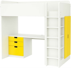 Ikea Стува 207x99 (кровать-чердак, белый, желтый) (691.795.71)
