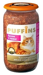 Puffins (0.65 кг) 8 шт. Консервы для кошек Кролик и Сердце