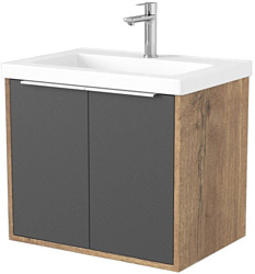 Тумба под умывальник Дабер 018 Тобага/Эридан/Артвин 60 Т18.6Т.0.22Б (дуб галифакс/серый/ручка белая)