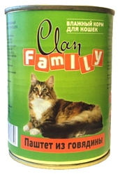 CLAN Family Паштет из говядины для кошек (0.340 кг) 12 шт.