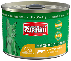 Четвероногий Гурман (0.19 кг) 1 шт. Мясное ассорти с потрошками для кошек