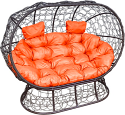 M-Group Лежебока 11190207 (на подставке с коричневым ротангом/оранжевая подушка)
