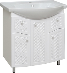 Тумба под умывальник Runo  Runo Милано 75 + Элеганс 75 (напольная, белый)