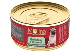 Molina (0.085 кг) 12 шт. Консервы для собак Цыпленок с ветчиной в соусе