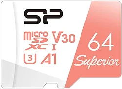 Карта памяти Silicon Power Superior A1 microSDXC SP064GBSTXDV3V20 64GB