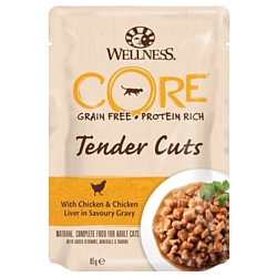 Wellness (0.085 кг) 1 шт. Cat CORE Tender Cuts Chicken & Chicken Liver in Savoury Gravy