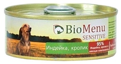 BioMenu (0.1 кг) 24 шт. Sensitive консервы для собак с индейкой и кроликом