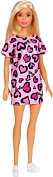 Barbie Блондинка в розовом платье с сердечками GHW45