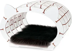 Сборная модель EWA «Кошкин дом» белый каркас — черный мех