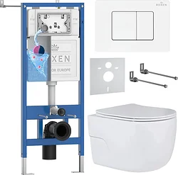 Унитаз Roxen Porto в комплекте с инсталляцией StounFix Dual Fresh 6 в 1 868633 (кнопка: брашированное золото матовая)