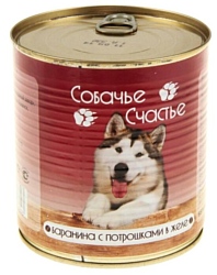 Собачье Счастье (0.75 кг) 1 шт. Консервы для собак Баранина с потрошками в желе