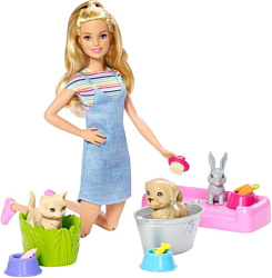 Barbie Play'n'Wash Pets Playset with Blonde Doll FXH11