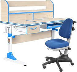 Anatomica Study-120 Lux + надстройка + органайзер + ящик с синим креслом Бюрократ KD-2 (клен/голубой)