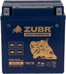 Аккумулятор для мотоцикла Zubr Premium YB30L-BS R+ (30Ah)