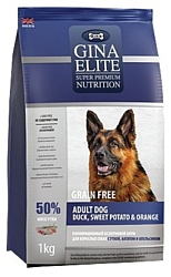 Gina Elite (1 кг) Grain Free Adult Dog Duck, Sweet Potato & Orange