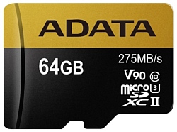 ADATA Premier ONE microSDXC UHS-II U3 Class 10 64GB + SD adapter