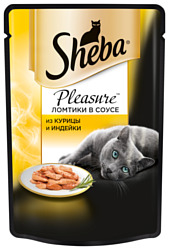 Sheba (0.085 кг) 1 шт. Pleasure ломтики в соусе из курицы и индейки