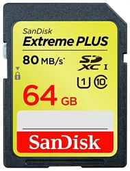 Sandisk Extreme PLUS SDXC Class 10 UHS Class 1 80MB/s 64GB