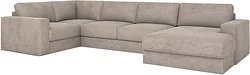 П-образный Rivalli Дискавери + оттоманка правая + угловая секция + кресло секц. (Sher Beige)
