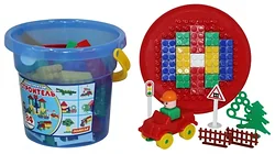 Конструктор Полесье Строитель 37213 Макси - 84 элемента (в ведерке)