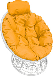 M-Group Папасан пружинка мини 12090111 (белый ротанг/желтая подушка)