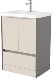 Тумба под умывальник Дабер 017 Тобага/Эридан/Артвин 60 Т17.6Т.0.19Б (бежевый/серый/ручка белая)